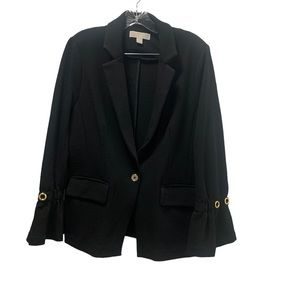 Michael Kors Woman Black Bell sleeves one bottom blazer Size L !!